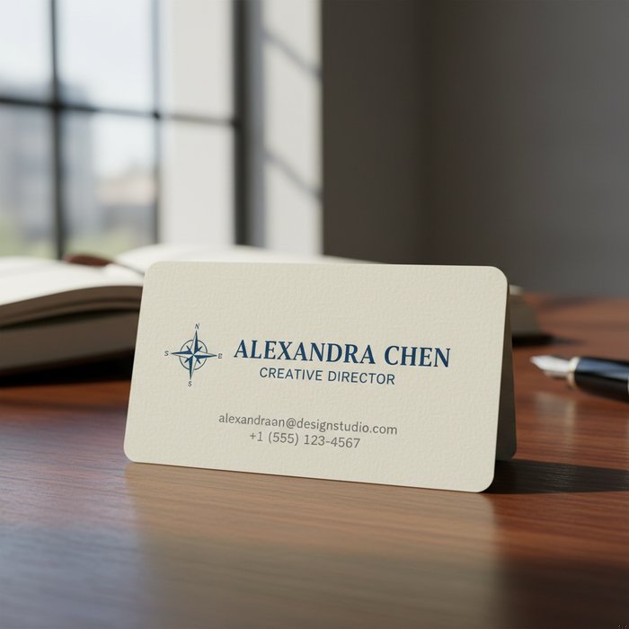 фотореалистичное изображение визитки с отредактированным именем и должностью, естественное освещение, высокая детализация, 4K