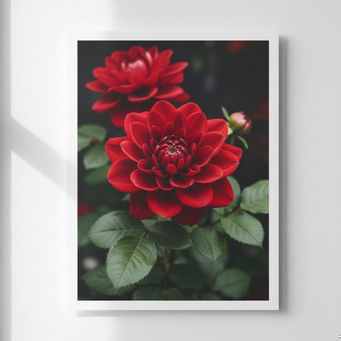 Тот же лист бумаги, на котором наложена яркая фотография красного цветка, цветок выглядит естественно, с мягкой тенью, реалистичная цветопередача, высокая детализация, 4K