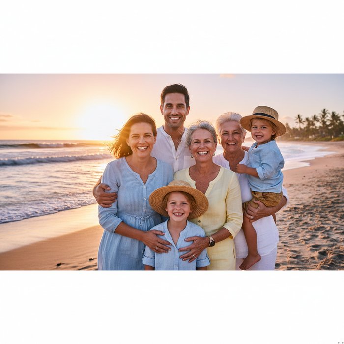 Готовый к печати крупный формат семейного фото, 4K разрешение, без водяных знаков, яркие цвета, детализированные детали, профессиональная фотосъёмка, фотореализм