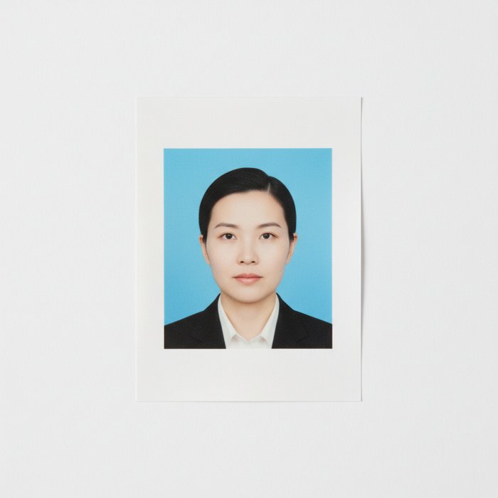 печатный лист с фотографией 3 × 4 см, белый фон, чёткие детали, высокое качество, фотореализм, 4K