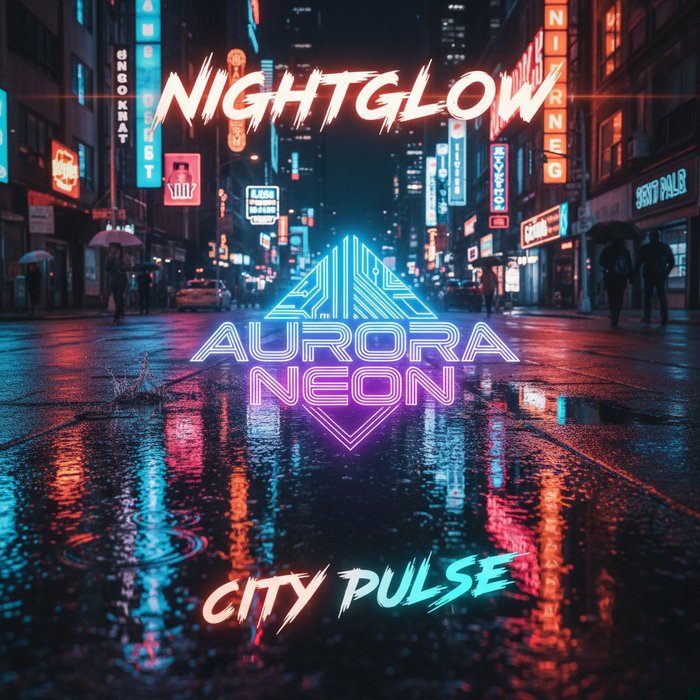 Фотореалистичная обложка нового сингла: ночной город с неоновыми вывесками, в центре ярко подсвеченный логотип исполнителя, динамичный шрифт названия трека, детализированные отражения в лужах, 4K, естественное освещение