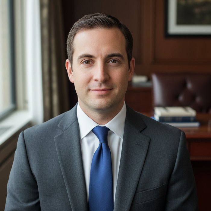 фотореалистичный портрет мужчины в деловом костюме, без бороды и усов, естественное освещение, высокая детализация, 4K, реалистичная цветопередача