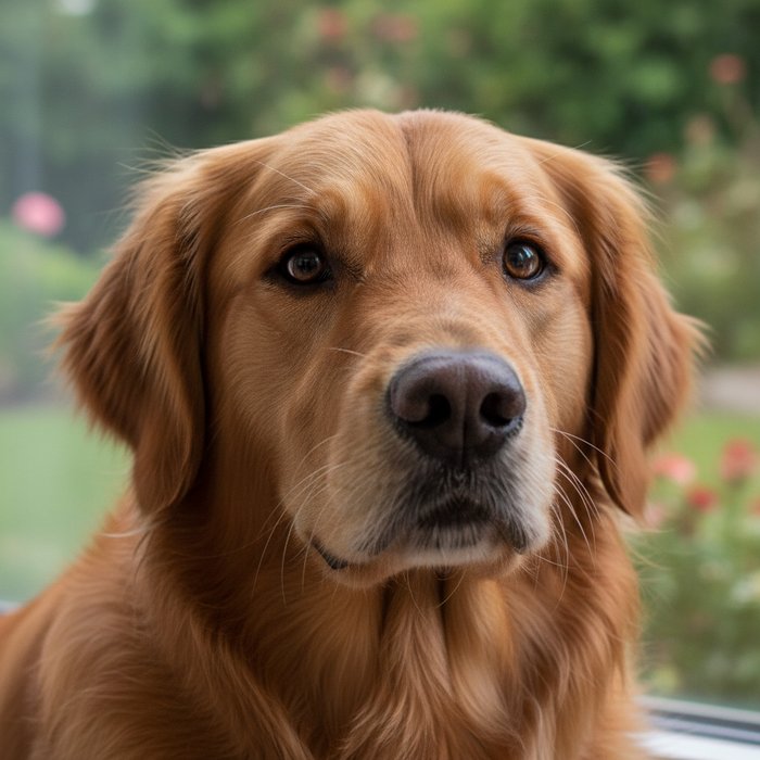 портрет собаки с блестящими глазами, без красных оттенков, естественное освещение, фотореализм, 4K, высокая детализация, естественная цветопередача