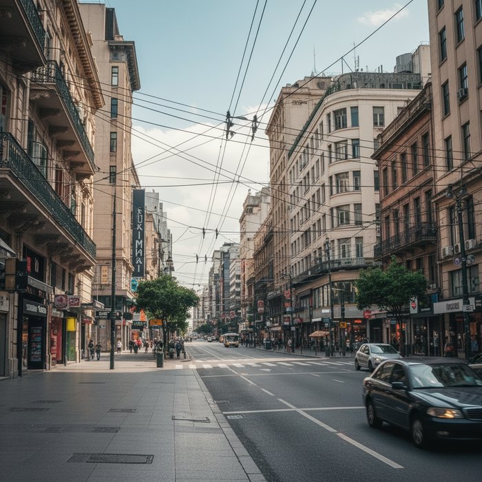 та же улица после удаления людей и рекламных элементов, чистый фон, естественное освещение, сохранённые детали зданий, фотореализм, 4K
