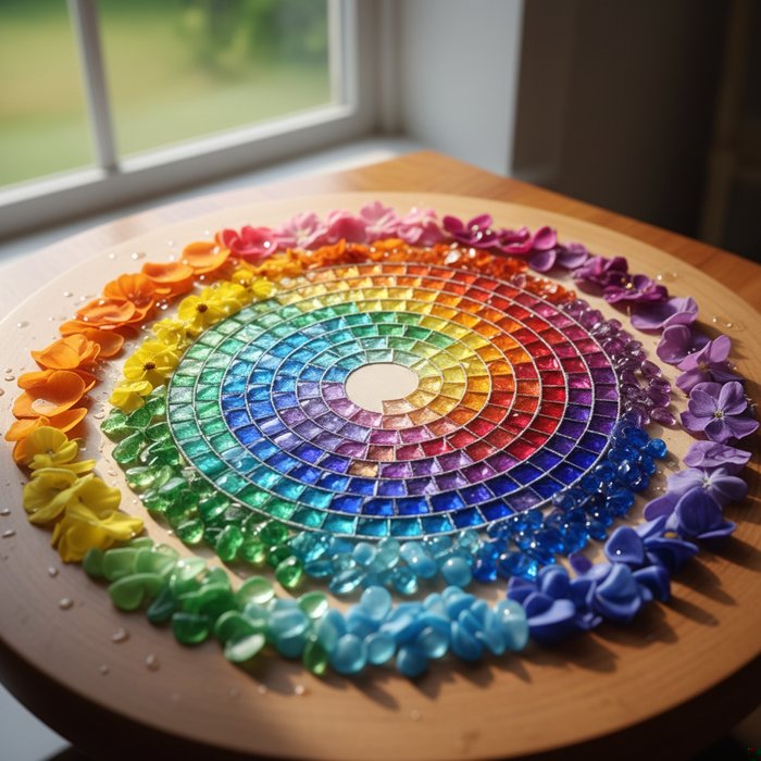 Кружок с яркой, сбалансированной цветовой палитрой, естественное освещение, фотореализм, высокая детализация, 4K