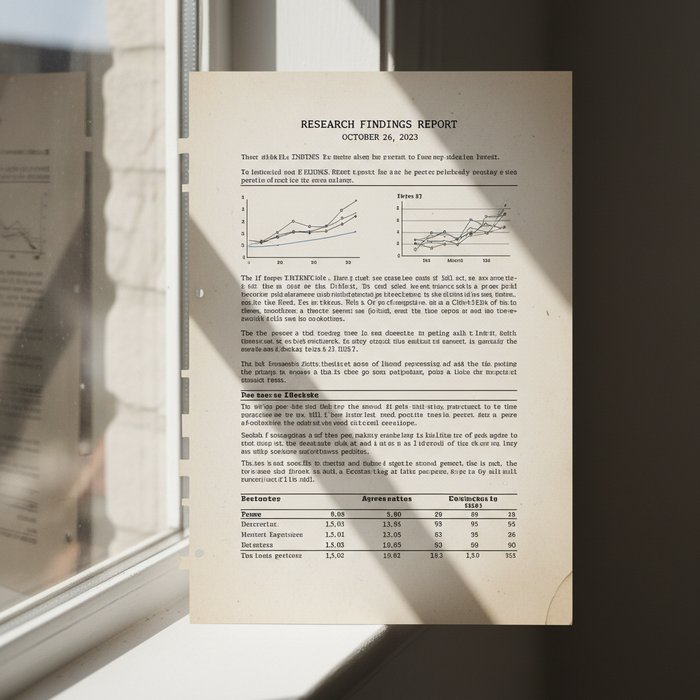 сканированная страница отчёта после обработки, где все строки текста выглядят чёткими, без размытости, естественное освещение, высокая детализация, 4K, фотореализм